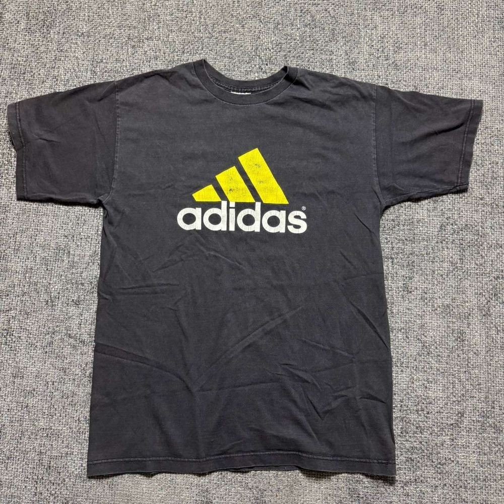 Adidas Graphic T-Shirt Mens Medium‎ Black Vintage 90s Mountain Logo Tee